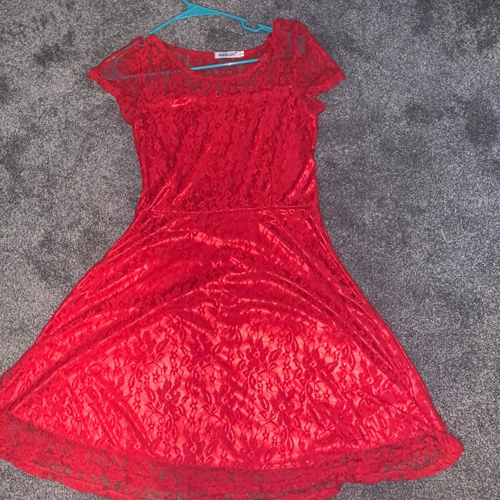 Red floral dress
